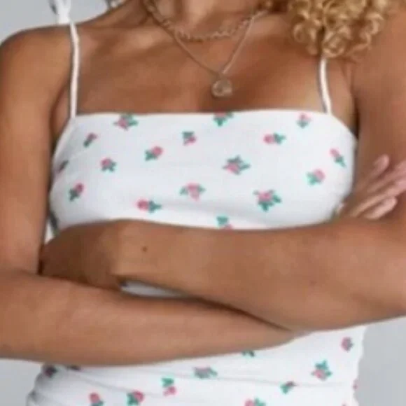 Princess Polly White Tulip Floral Print Square Neck Ruched Mini Bodycon Dress - Picture 2 of 2